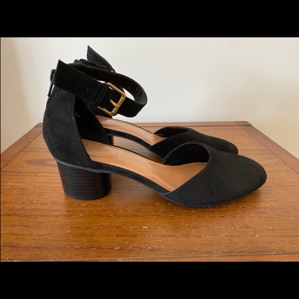 Women's Size 7 black block heel with ankle strap by Style & Co